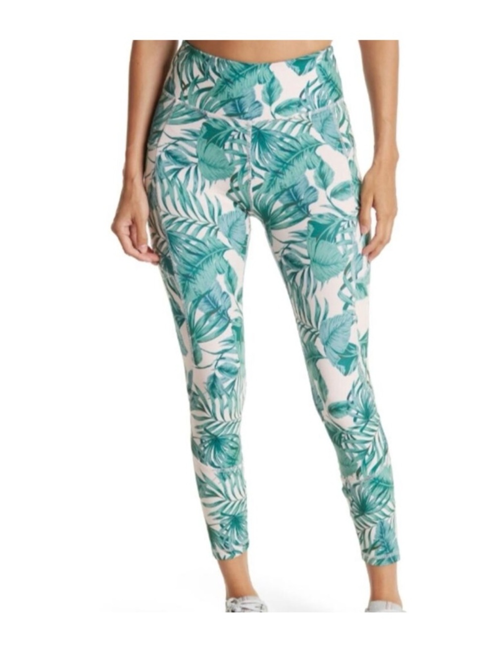 🌴🩷Gottex Teal Tropical Print High-Waist Leggings with matching top! New with tag